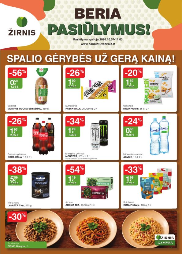 ŽIRNIS akcijos 2026.10.07-11.03, 1 psl.